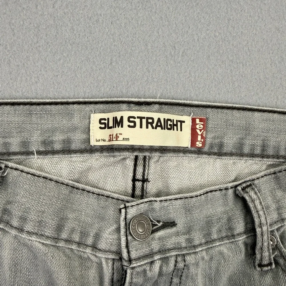 Levi's 514 Mens Gray Denim Jeans Size 36x29 Slim Straight Fit‎ Mid Rise